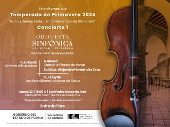 Iniciará Orquesta Sinfónica del Estado de Puebla Conciertos de Primavera