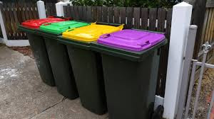 4 colored "rubbish bins" at each home in Sydney