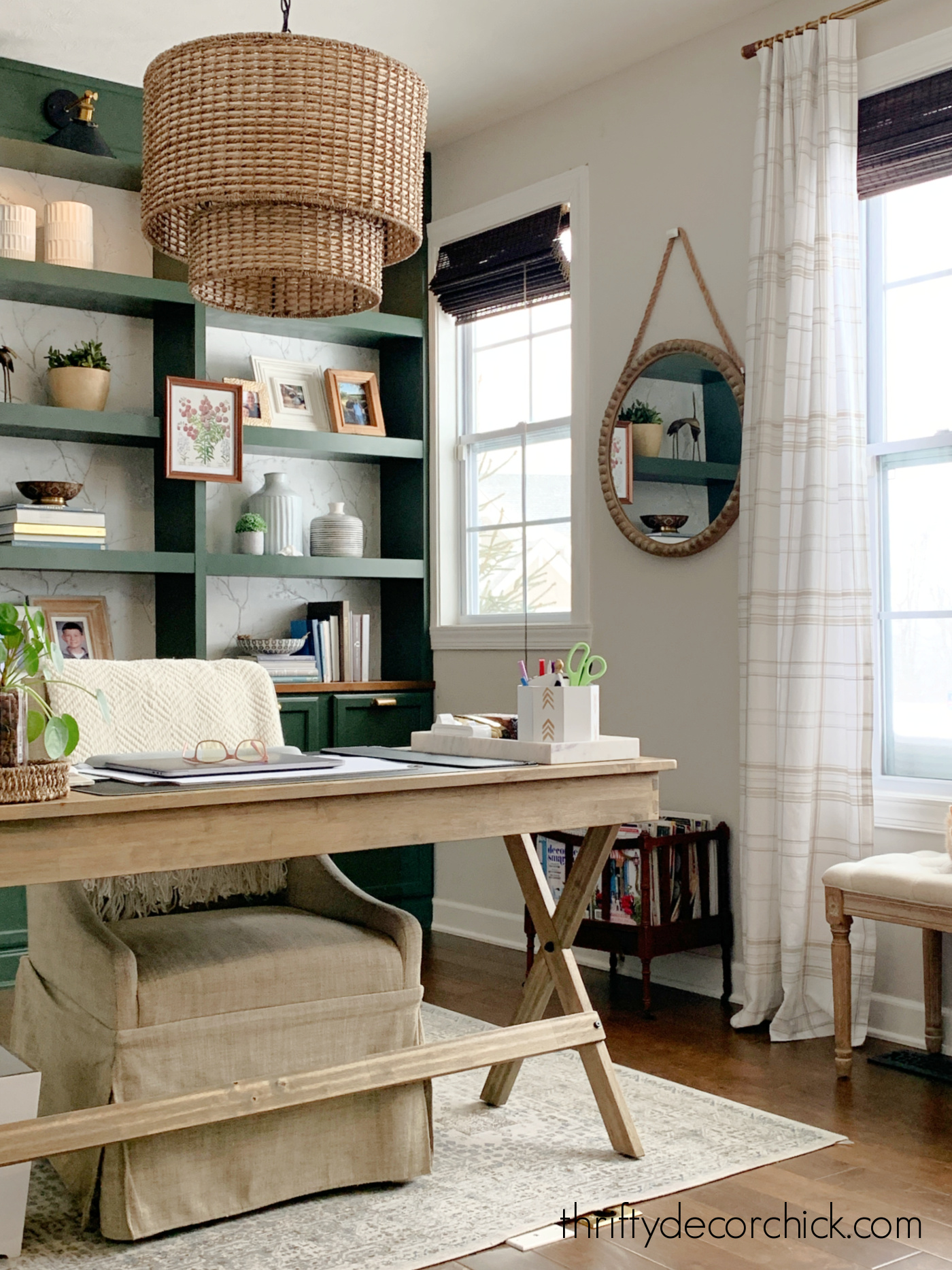 home office green bookcases