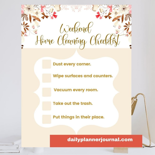 Weekend Home Cleaning Checklist - Printable