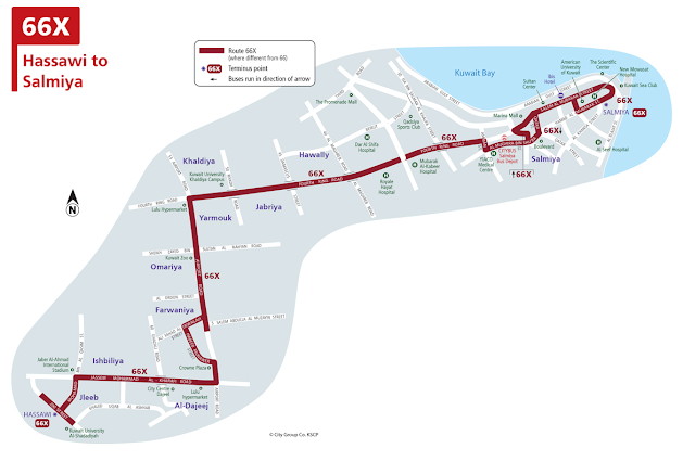 Kuwait bus route service 66x (Salmiya to Hassawi) | KuwaitBusRouteService