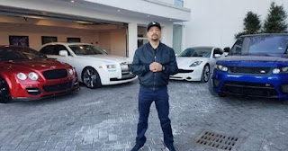 Letesha Marrow's dad Ice-T posing for picture while cars in the background