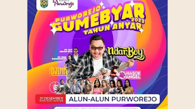 Konser NdarBoy Genk dan Hasoe Angel Akan Hebohkan Tahun Baru di Purworejo Berirama Bertajuk "Gumebyar Taun Anyar"