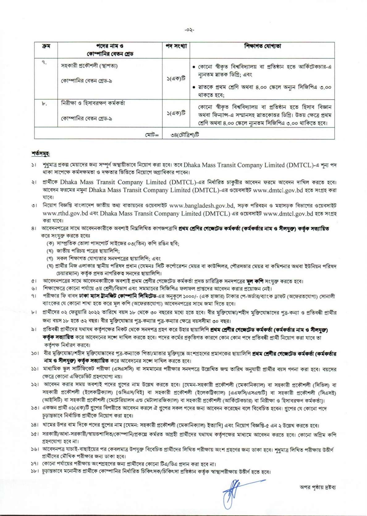 ঢাকা ম্যাস ট্রানজিট কোম্পানি লিমিটেড নিয়োগ বিজ্ঞপ্তি ২০২২ | ৮টি পদে ৩৪জন,১৬-৩-২০২২, অফিশিয়াল ওয়েবসাইট | DHAKA MASS TRANSIT COMPANY LIMITED JOB CIRCULAR 2022