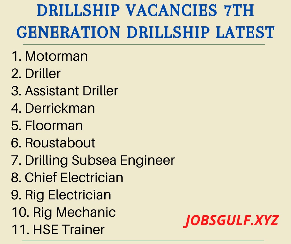 Drillship Vacancies 7th generation Drillship Latest