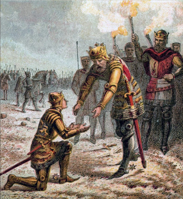 Принц Эдвард встречает короля Эдварда после битвы при Креси