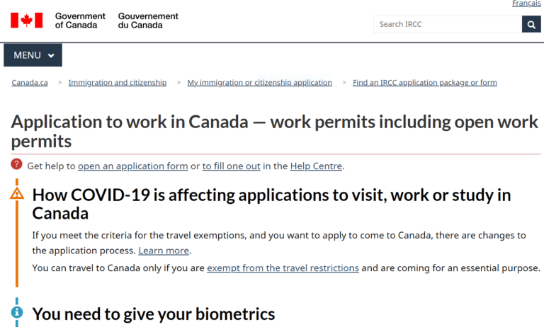 CANADA Work Permit Visa 2022