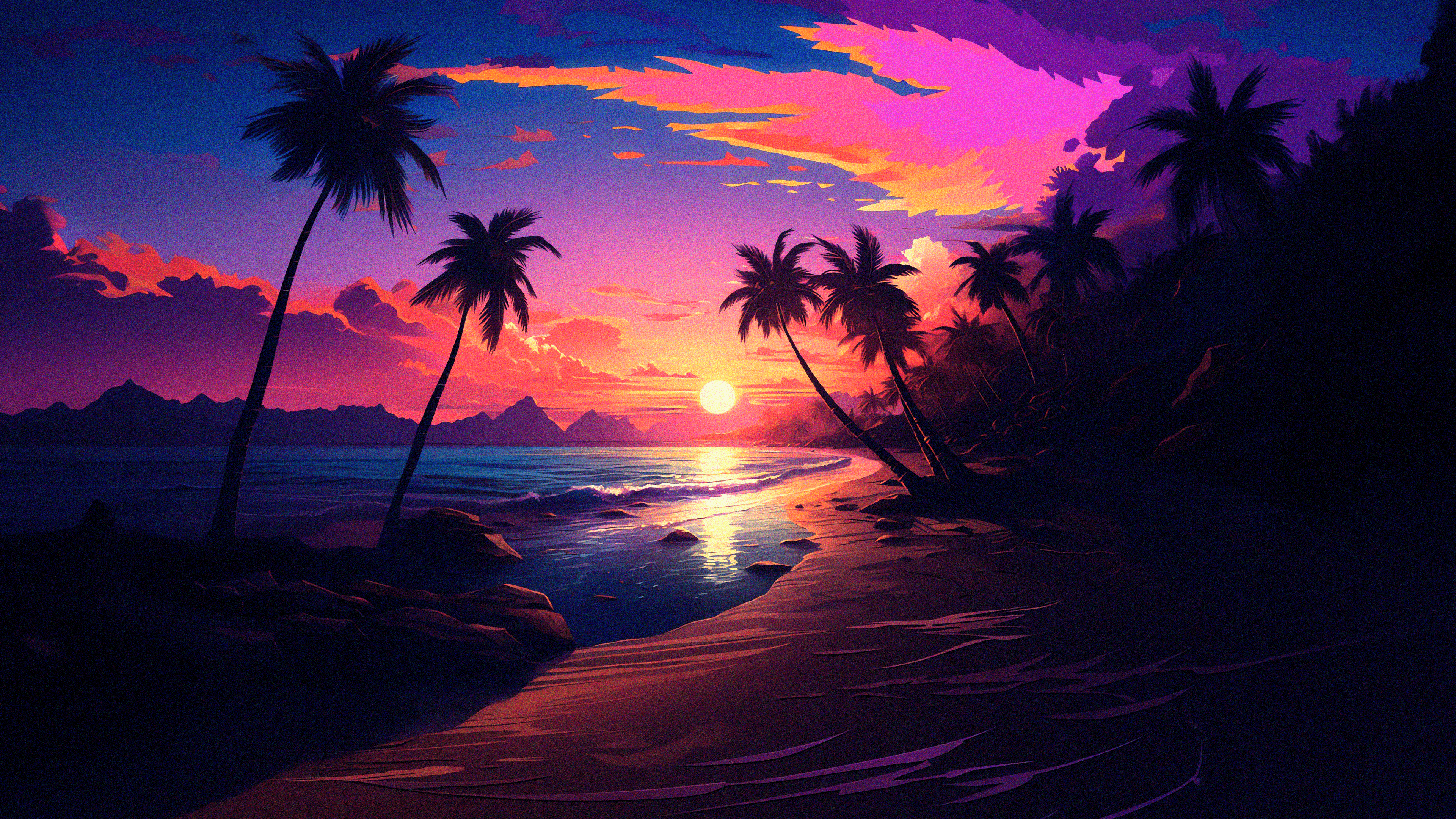4K Sea Sunset Wallpaper for PC by Midjourney - Free Download