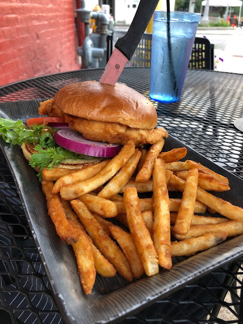Crispy Buffalo Chicken Sandwich and Fries at Whiskey Ranch.