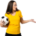 Shocked Girl with Football Transparent Image