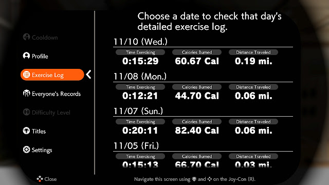 Ring Fit Adventure Week World 52 Fitness Master Lv. 301 exercise log