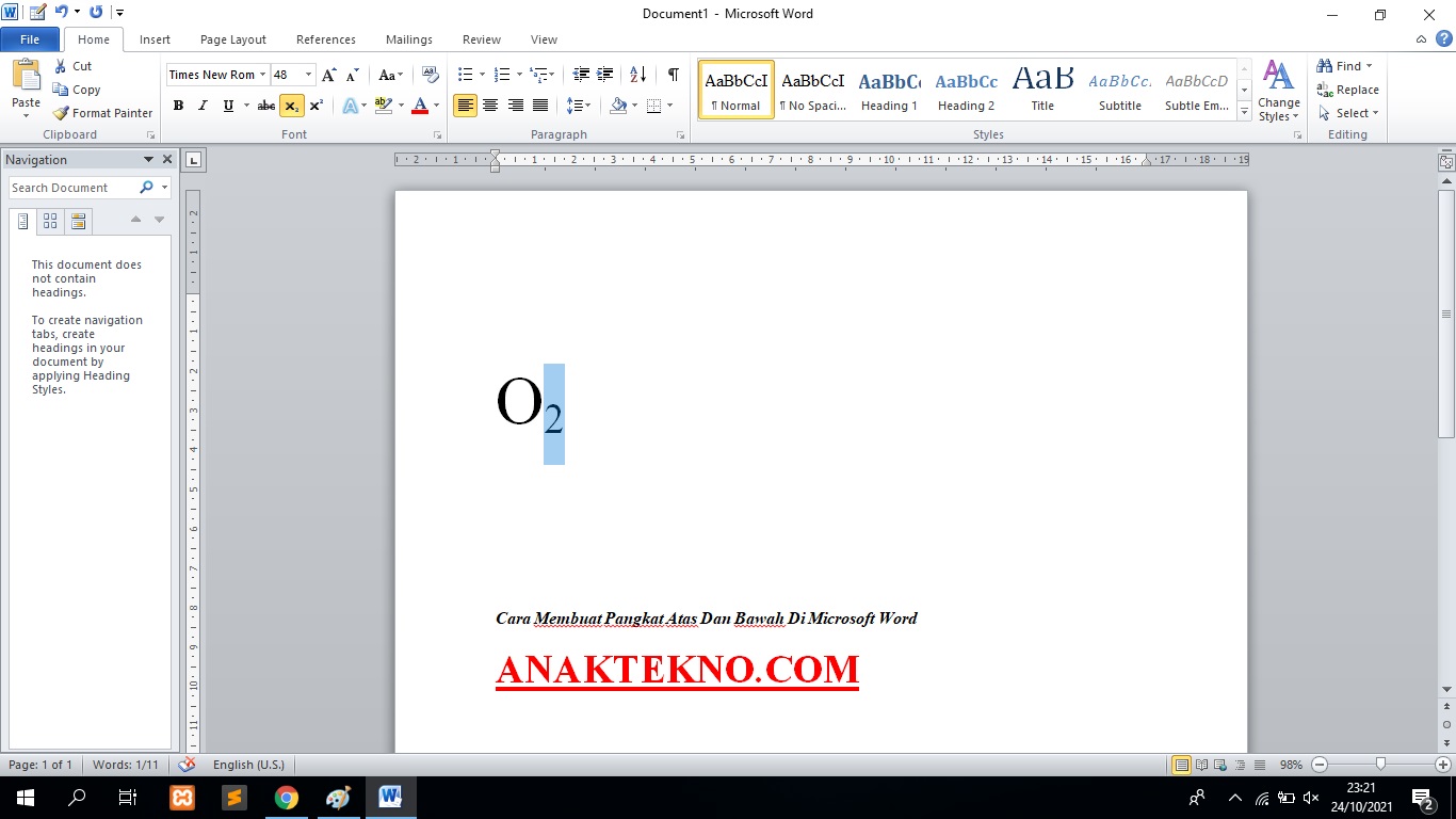 Cara membuat tulisan pangkat bawah di Ms Word