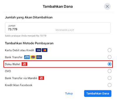 Pembayaran Facebook Ads