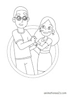 Luo Bao Bei mom and dad coloring page