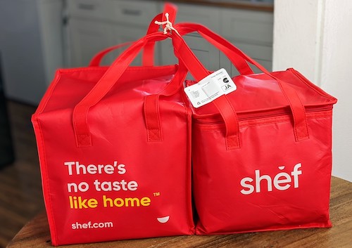 Delivered bags from Shef.com