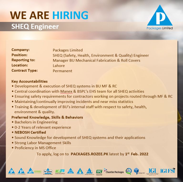 Packages Limited Jobs SHEQ Engineer