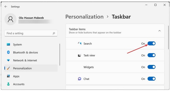 أصلح خطأ Not Responding في نظام التشغيل Windows 11 عن طريق تعطيل رمز البحث من شريط المهام