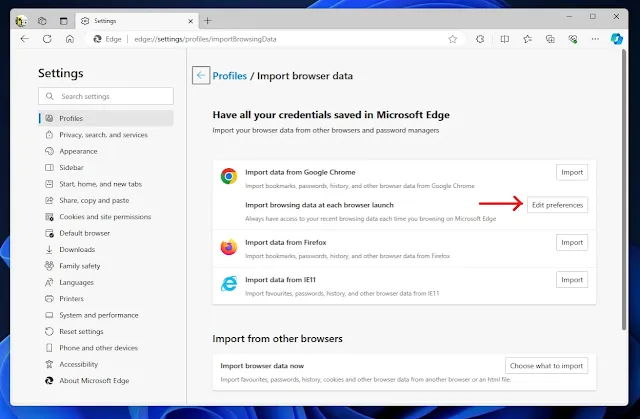 Edit Preferences In Edge Browser