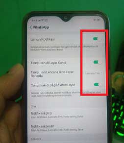 cara membuat notifikasi wa muncul di layar atas hp