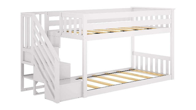 Max & Lily Twin Low Staircase Bunk Bed