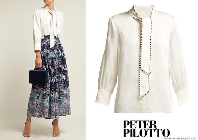 Crown Princess Victoria wore Peter Pilotto Satin Neck-Tie Blouse