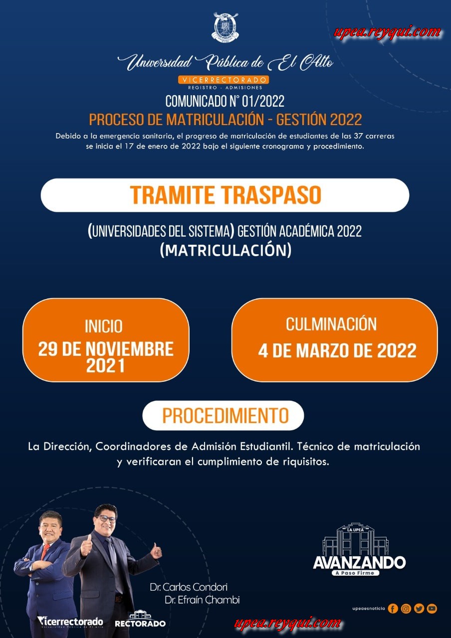 Matriculación UPEA 2022