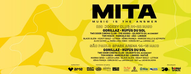 MITA Festival: 2 cidades, 4 dias de festival! Lineup conta com Gorillaz, Rüfüs du Sol, Two Doors Cinema Club, The Kooks, e muito mais!