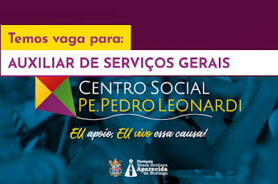 Centro Social seleciona Auxiliar de Serviços Gerais em Porto Alegre