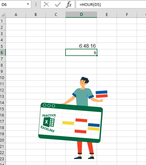 شرح صيغة الدالة HOUR في برنامج مايكروسوفت Excel
