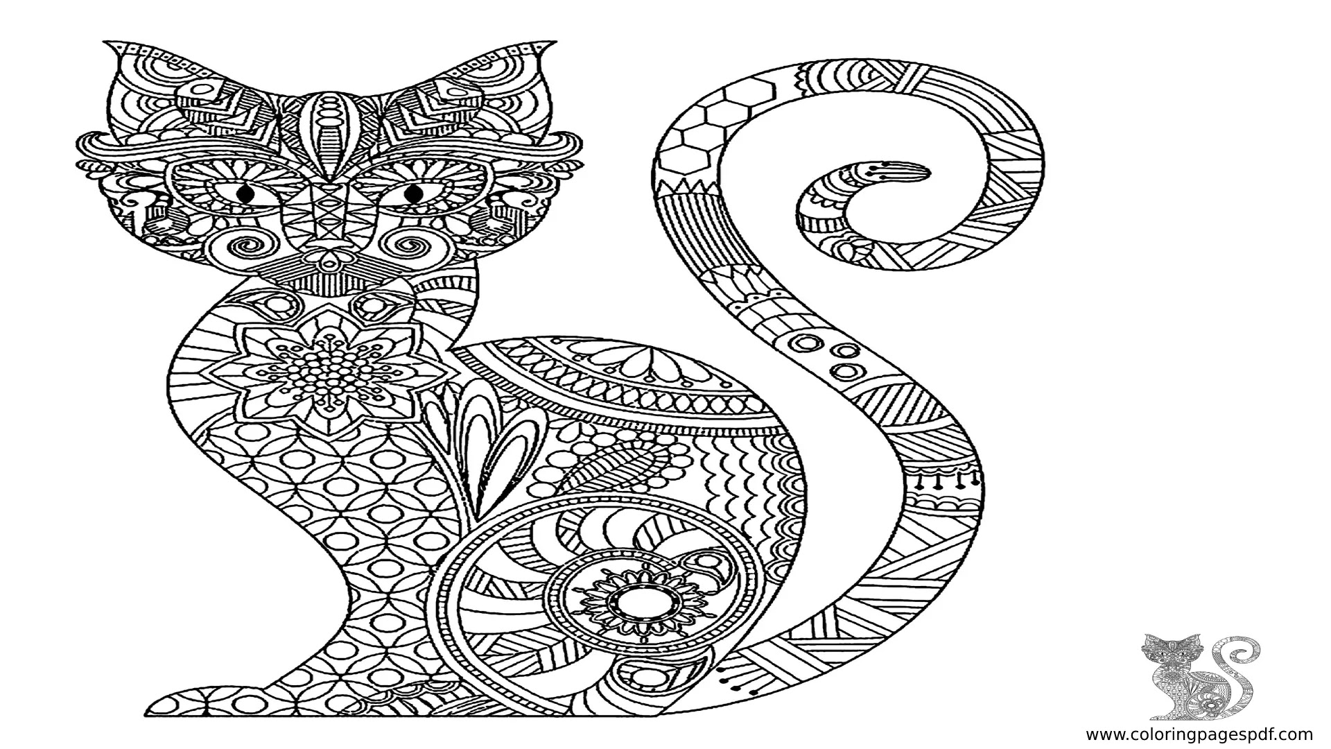Coloring Pages Of A Skinny Cat Mandala