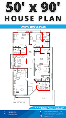 50x90 House Plan | 1 Kanal House Plan