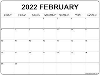 Free Printable Calendar February 2022