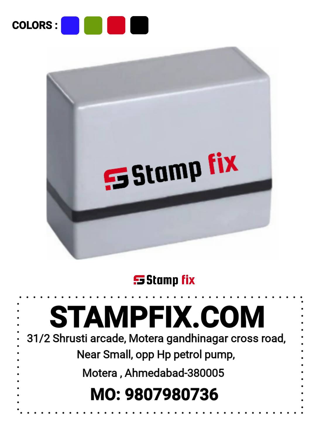 Pre Ink Address Stamp by StampFix, a self-inking stamp with high-quality impressions
in India, nylon stamp, rubber stamp, pre ink stamp, polymer stamp, urgent stamp