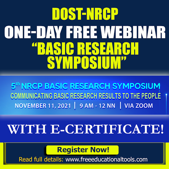 Free Webinar on Basic Research Results to the People: Unraveling Science Theories by DOST-NRCP | November 11 | REGISTER HERE!