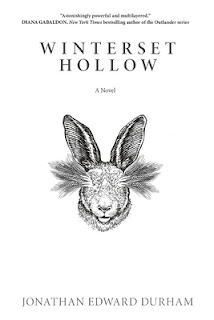 Winterset Hollow cover, a Black and white sketch of bunny's head with barley sprouting from its eyes