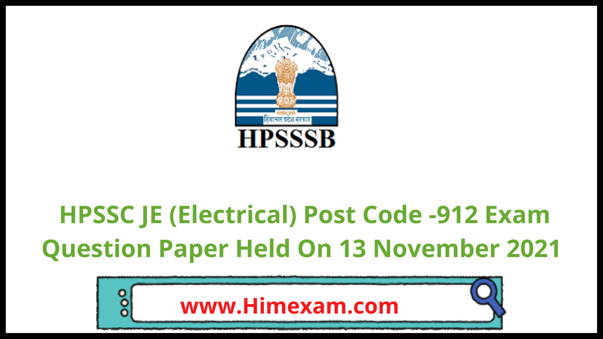 HPSSC JE (Electrical) Post Code -912 Exam Question Paper Held On 13 November 2021