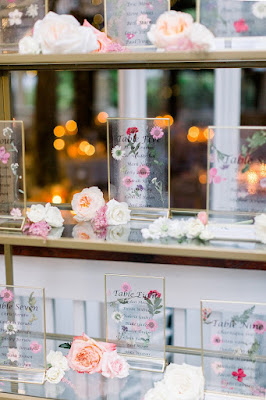 floral gold frames with seating chart