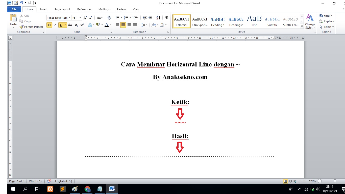 Cara membuat garis horizontal bergelombang di Word