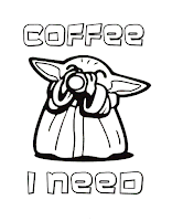Baby Yoda coffee i need coloring page