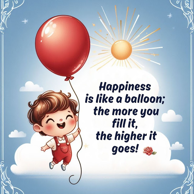 Happiness is like a balloon; the more you fill it, the higher it goes.