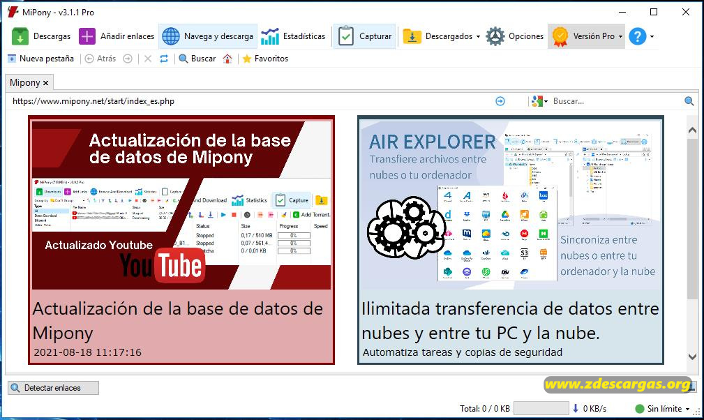 Mipony Full Español programa para descargar archivos