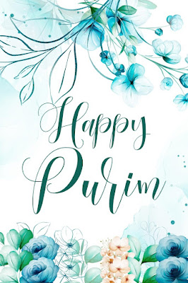 Free Purim Greeting Card Wishes And Messages - Boho Floral Watercolor Design - 10 Beautiful Image Pictures
