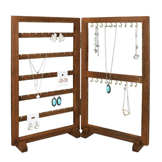 #WD417-BR Two-Sided Panel Jewelry Display Stand for displaying Earring Card