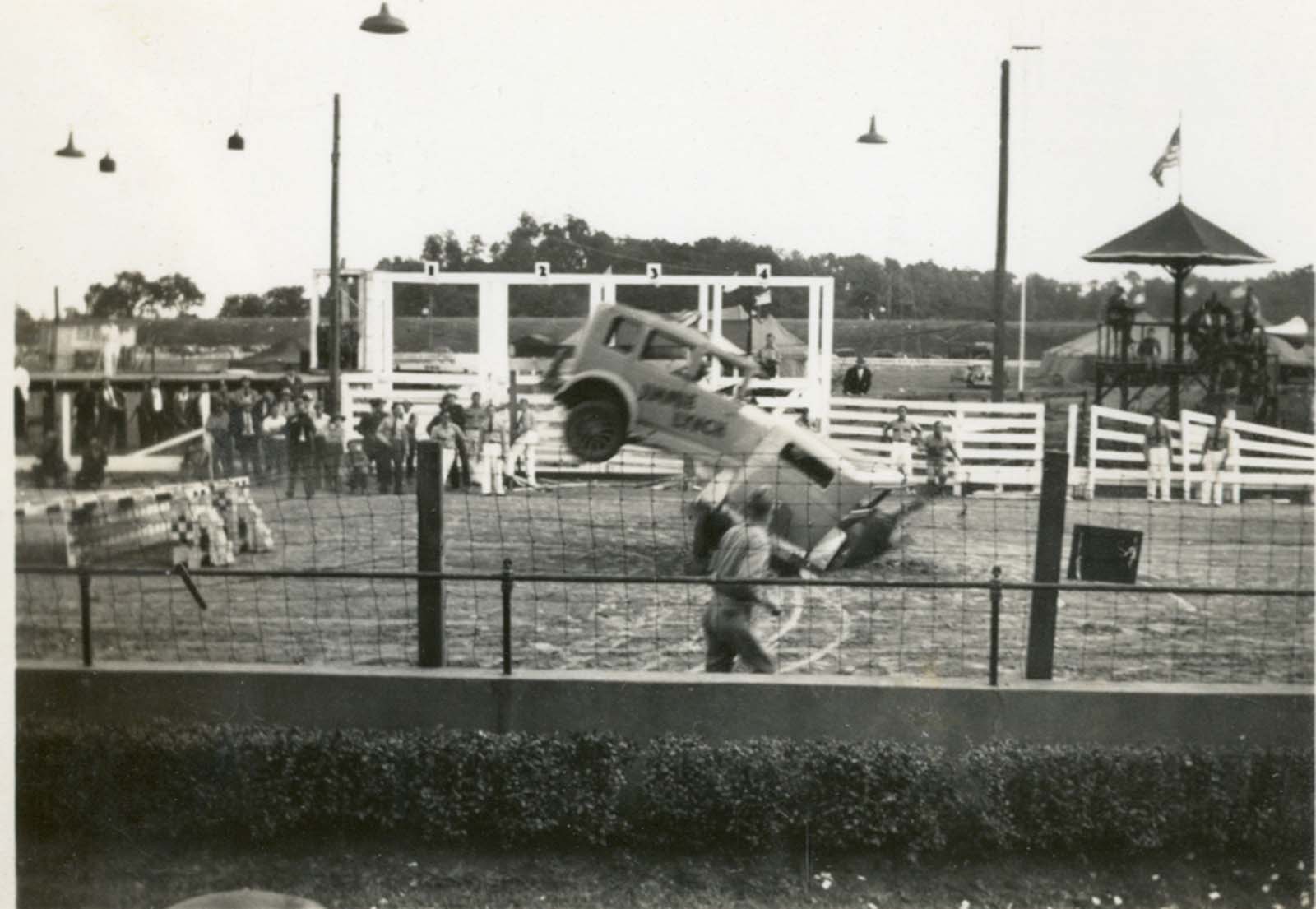 vintage photos stuntmen crashing cars