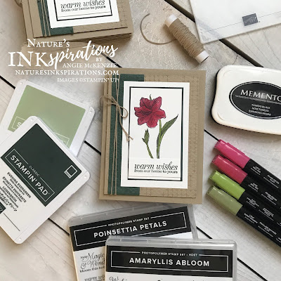 Supplies for creating the Amaryllis Abloom Christmas Card  | Nature's INKspirations by Angie McKenzie