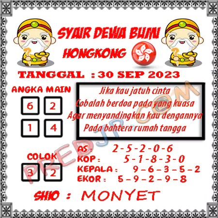 Prediksi Dewa Bumi Togel Hongkong Sabtu 30 September 2023