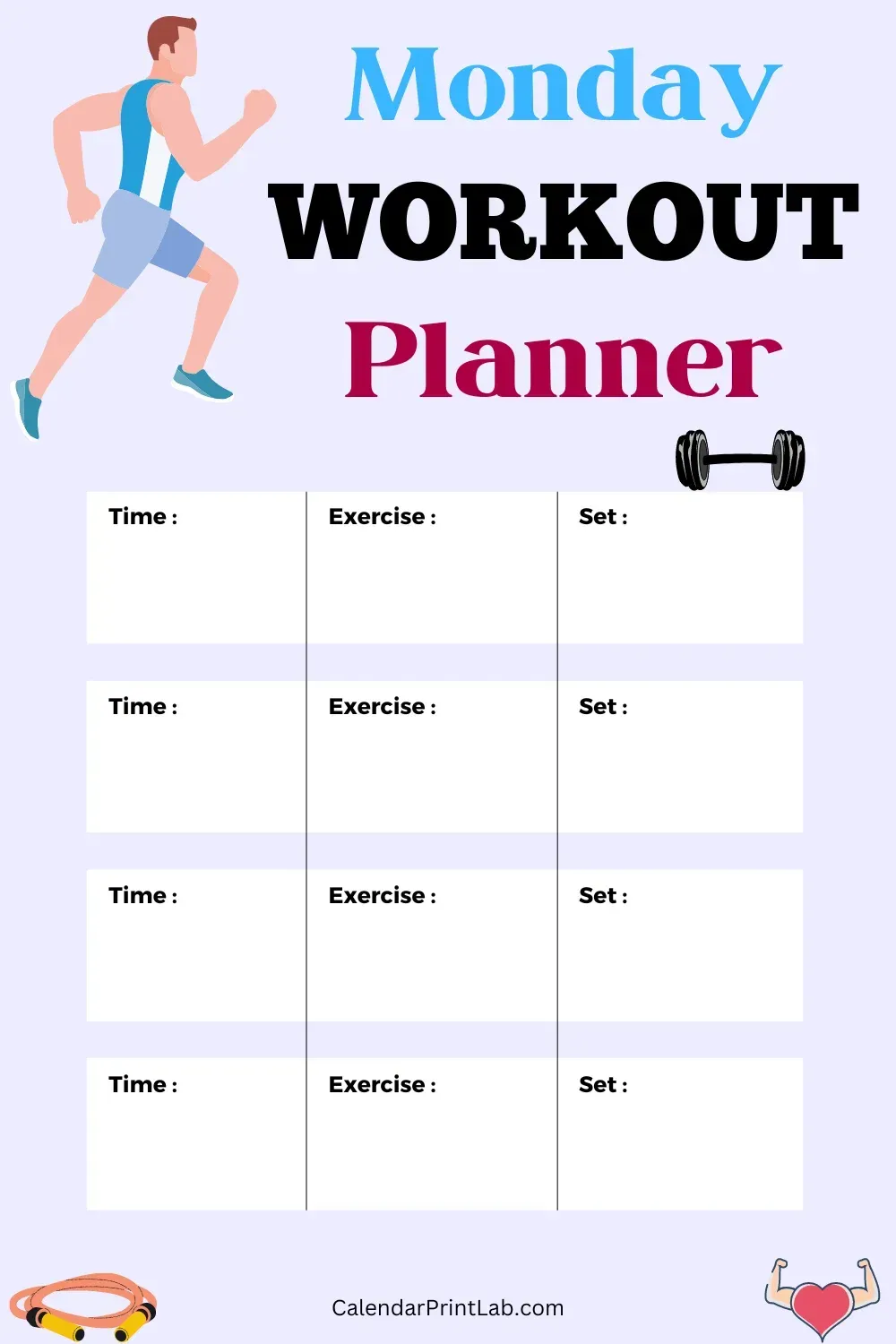 Monday Workout Planner for Men