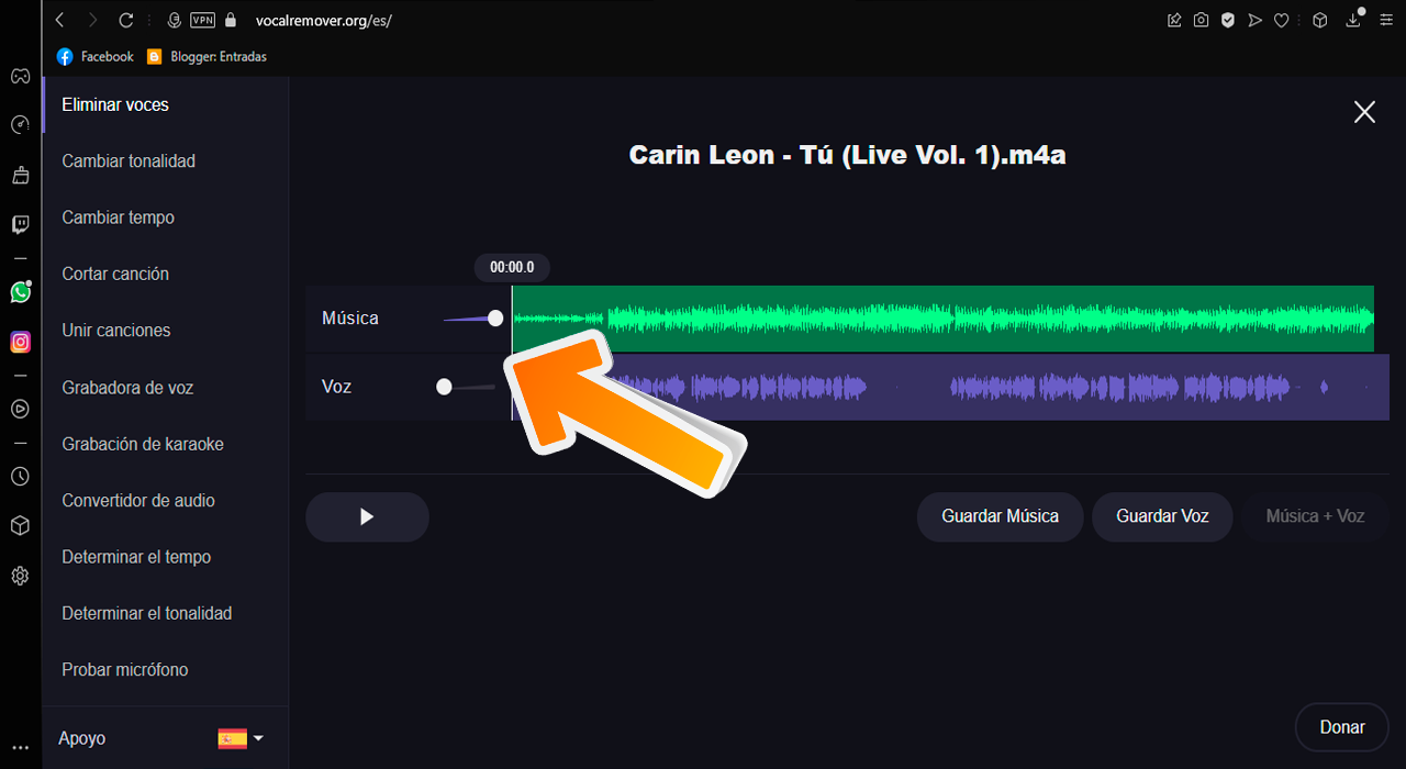 como separo el audio de la voz de una canción gratis