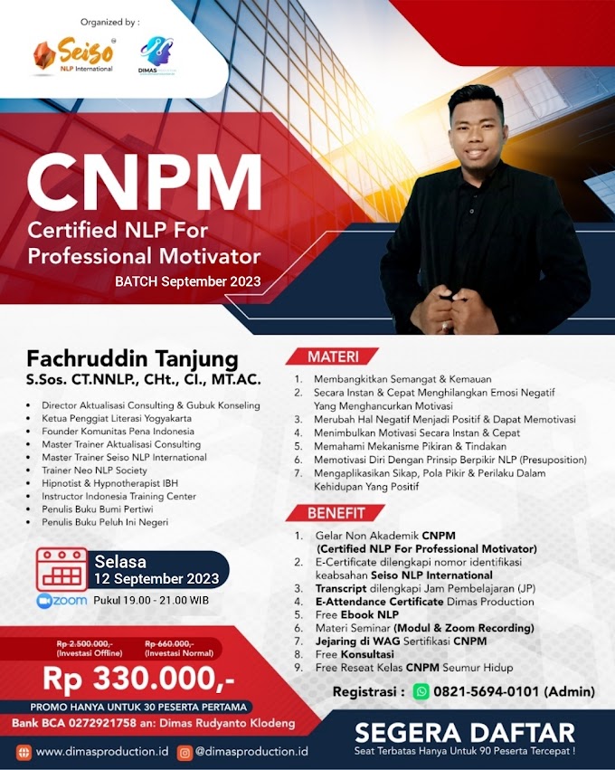 WA.0821-5694-0101 | Certified NLP For Professional Motivator (CNPM) 12 September 2023
