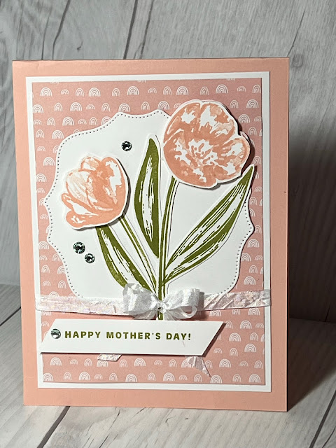 Floral Mother's Day Card using Stampin' Up! Flowering Tulips Stamp Set